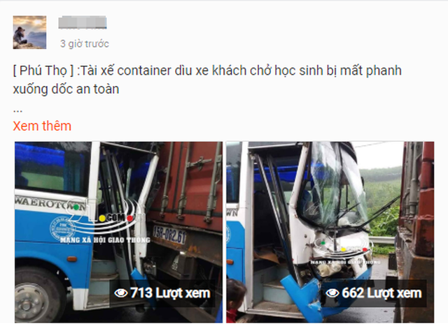 Thực hư chuyện xe container "dìu" xe chở học sinh bị mất phanh xuống dốc an toàn