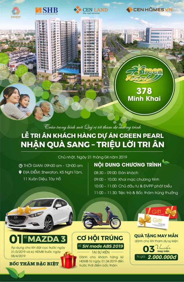 “Nhận quà sang – triệu lời tri ân” dành tới khách hàng dự án Green Pearl 378 Minh Khai - 1 “Nhận quà sang – triệu lời tri ân” dành tới khách hàng dự án Green Pearl 378 Minh Khai - 1