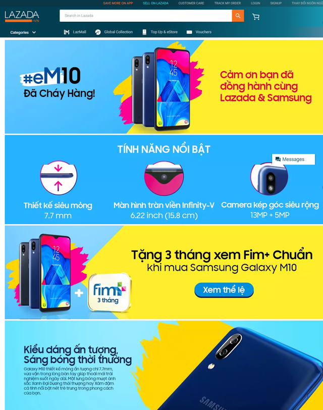 Galaxy M10 cháy hàng trên trang thương mại diện tử Lazada - Ảnh minh hoạ 2