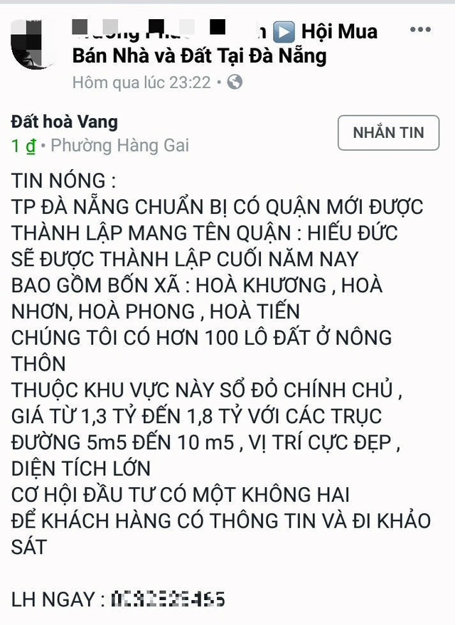 Tung tin đồn đại náo giá đất Đà Nẵng: Công an vào cuộc - 2 Tung tin đồn đại náo giá đất Đà Nẵng: Công an vào cuộc - 2