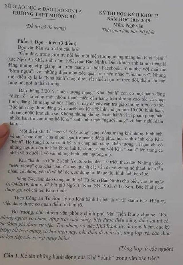 Băn khoăn đề Văn dài cả trang viết về “hành trình” của Khá “bảnh” - 2 Băn khoăn đề Văn dài cả trang viết về “hành trình” của Khá “bảnh” - 2