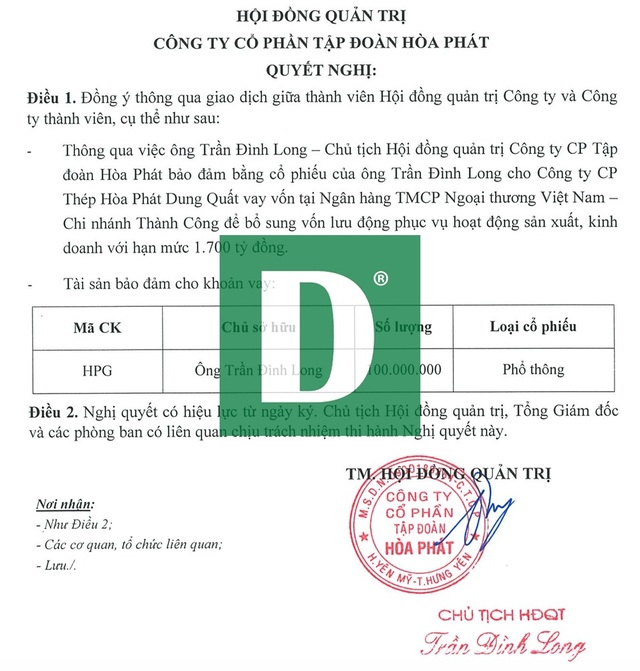Vay 1.700 tỷ đồng cho dự án tại Dung Quất, ông Trần Đình Long đem tài sản cá nhân ra cầm cố - 2 Vay 1.700 tỷ đồng cho dự án tại Dung Quất, ông Trần Đình Long đem tài sản cá nhân ra cầm cố - 2
