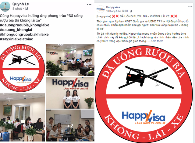 Nhân viên trong công ty cùng chia sẻ trên trang cá nhân của mình đi kèm với hashtag #dauongruoubiakhonglaixe Nhân viên trong công ty cùng chia sẻ trên trang cá nhân của mình đi kèm với hashtag #dauongruoubiakhonglaixe