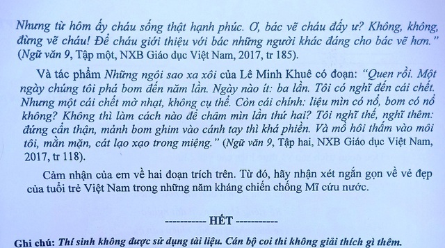 Tuyển sinh lớp 10 Cần Thơ: Đề Văn vừa sức, dễ lấy điểm 6-7 - 2 Tuyển sinh lớp 10 Cần Thơ: Đề Văn vừa sức, dễ lấy điểm 6-7 - 2