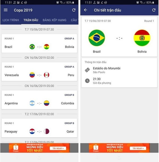 Ứng dụng lịch thi đấu thông minh Copa America 2019 dành cho các “tín đồ” bóng đá - 3