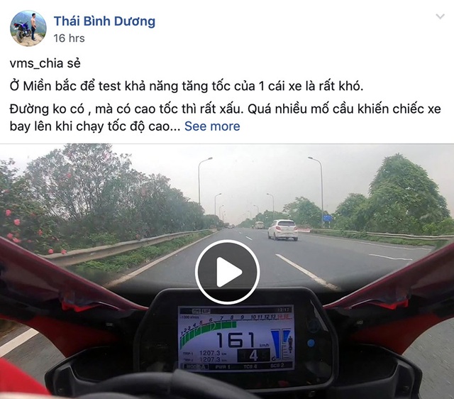 Xôn xao clip môtô chạy tốc độ gần 290 km/h trên đại lộ Thăng Long - 1