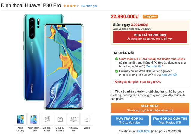 Siêu phẩm P30 Pro của Huawei bất ngờ giảm 3 triệu đồng - 1