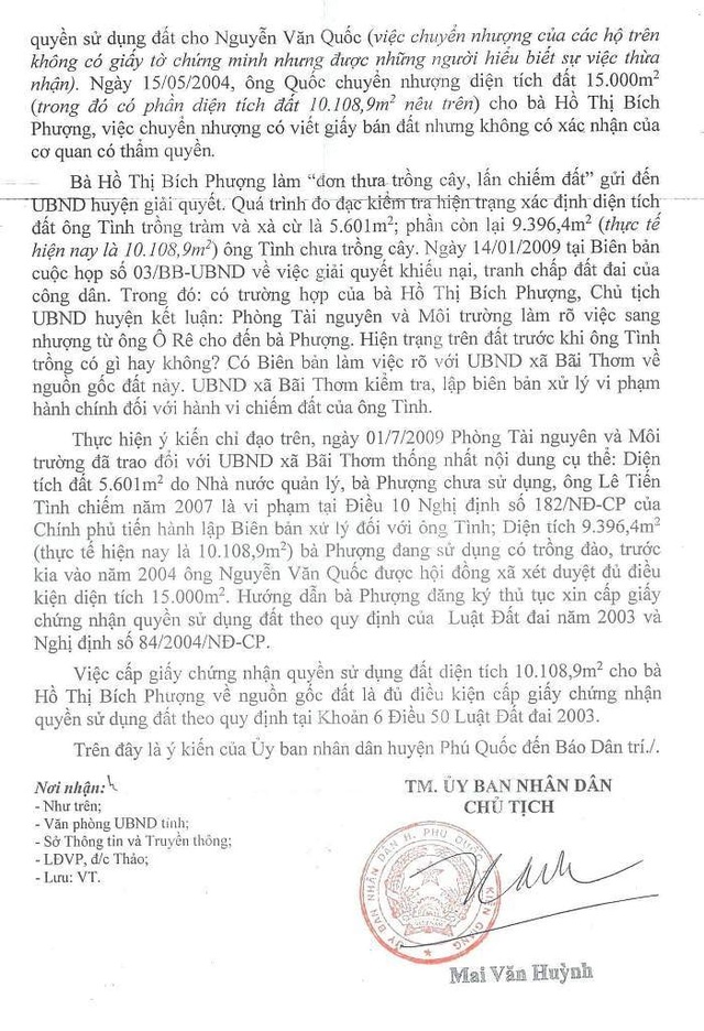Chủ tịch huyện Phú Quốc ký văn bản cung cấp nhiều thông tin không đúng sự thật? - 3 Chủ tịch huyện Phú Quốc ký văn bản cung cấp nhiều thông tin không đúng sự thật? - 3
