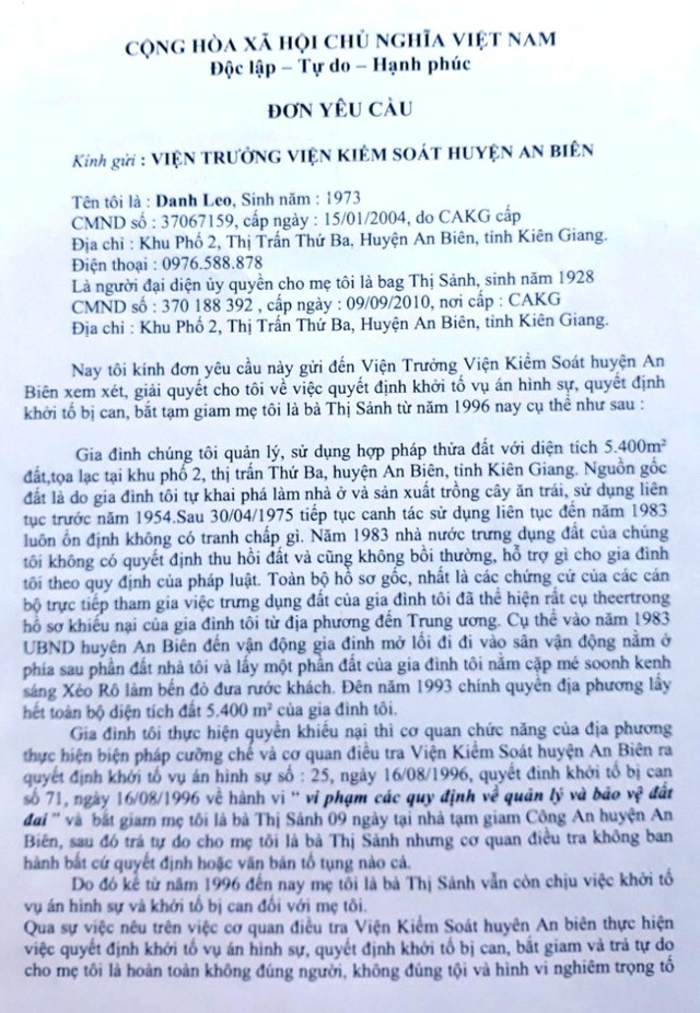 Công an tỉnh Kiên Giang yêu cầu báo cáo việc khởi tố treo cụ bà 90 tuổi! - 2 Công an tỉnh Kiên Giang yêu cầu báo cáo việc khởi tố treo cụ bà 90 tuổi! - 2