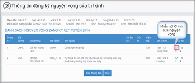 Hướng dẫn thay đổi nguyện vọng xét tuyển đại học 2019 - 3