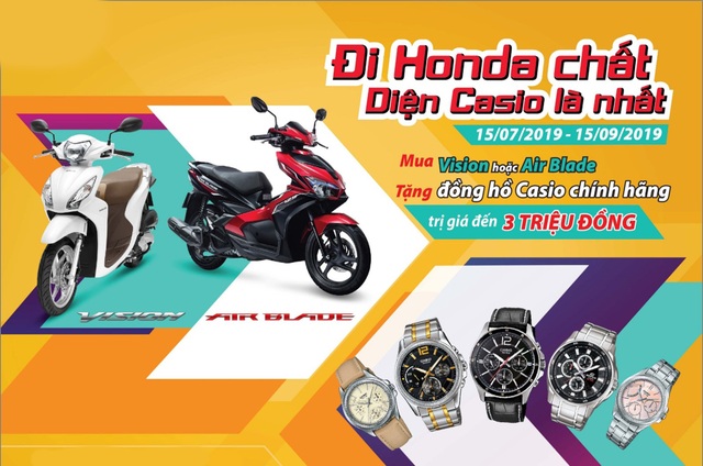 Honda tặng đồng hồ Casio cho khách hàng mua xe Vision và Air Blade - 1