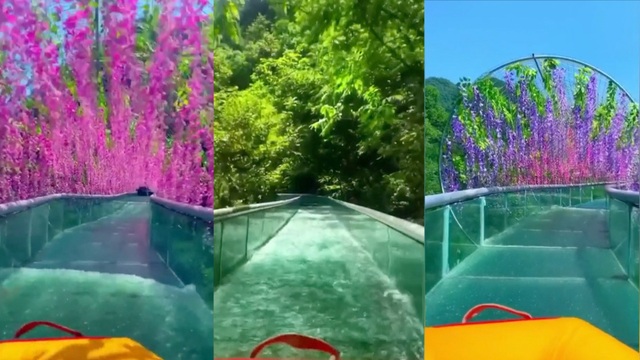 Độc đáo máng trượt nước xuyên đường hầm toàn hoa ở độ cao 70m - 2 Độc đáo máng trượt nước xuyên đường hầm toàn hoa ở độ cao 70m - 2