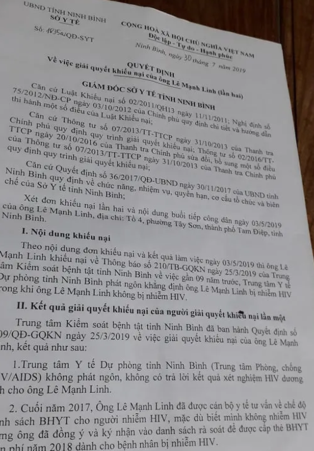 Người bị “kết án oan” nhiễm HIV gần 10 năm khởi kiện Giám đốc Sở Y tế Ninh Bình! - 2 Người bị “kết án oan” nhiễm HIV gần 10 năm khởi kiện Giám đốc Sở Y tế Ninh Bình! - 2