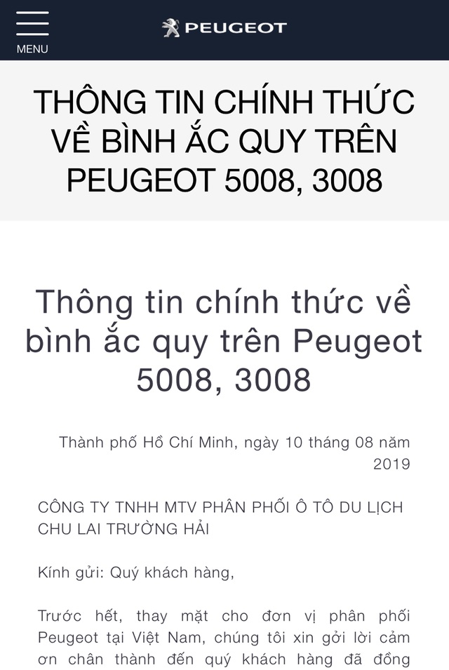 Sổ bảo hành Peugeot 3008 và 5008 ghi ắc-quy Đức, thực tế lại là Trung Quốc - Thaco phản hồi thế nào? - 3