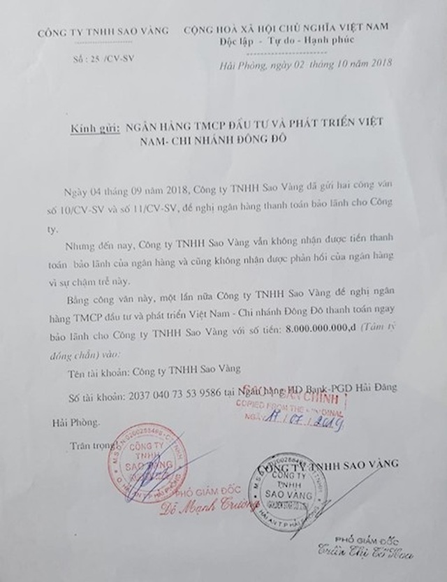 Một doanh nghiệp đề nghị làm rõ nghĩa vụ bảo lãnh của Ngân hàng BIDV chi nhánh Đông Đô - 5 Một doanh nghiệp đề nghị làm rõ nghĩa vụ bảo lãnh của Ngân hàng BIDV chi nhánh Đông Đô - 5