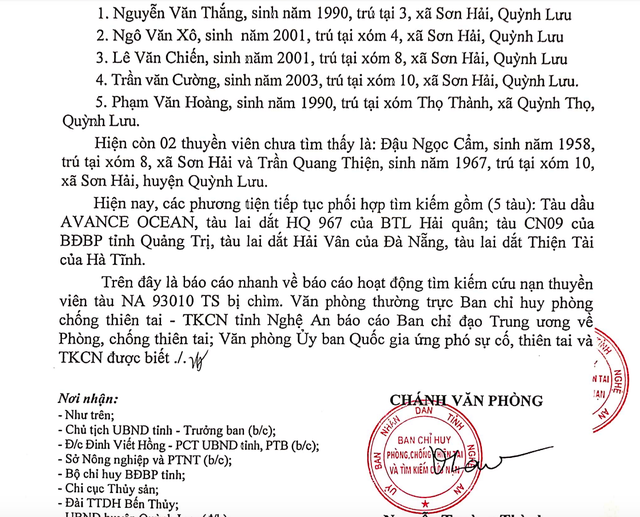 Vụ chìm tàu cá khiến nhiều người mất tích: Huy động 5 tàu lớn tiếp tục tìm kiếm - 2 Vụ chìm tàu cá khiến nhiều người mất tích: Huy động 5 tàu lớn tiếp tục tìm kiếm - 2