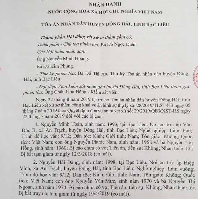 Tuyên án vụ cố ý gây thương tích còn nhiều mâu thuẫn tại Bạc Liêu - 2 Tuyên án vụ cố ý gây thương tích còn nhiều mâu thuẫn tại Bạc Liêu - 2