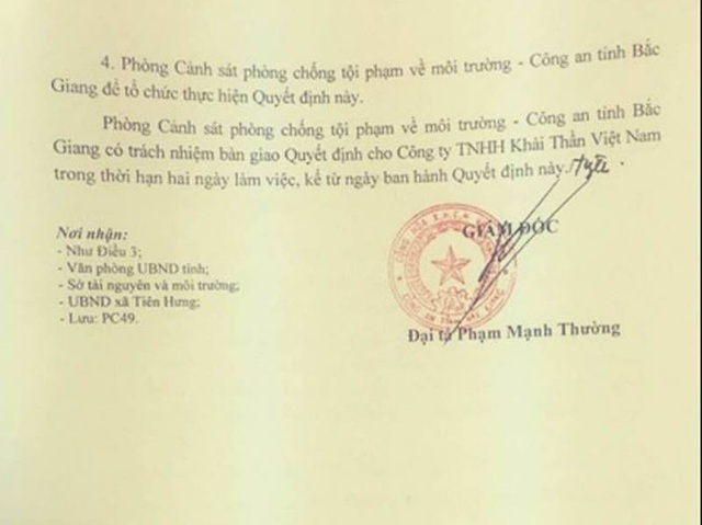 Bắc Giang: Doanh nghiệp Trung Quốc gây ô nhiễm khiến cử tri bức xúc đã bị phạt hay chưa? - 4 Bắc Giang: Doanh nghiệp Trung Quốc gây ô nhiễm khiến cử tri bức xúc đã bị phạt hay chưa? - 4