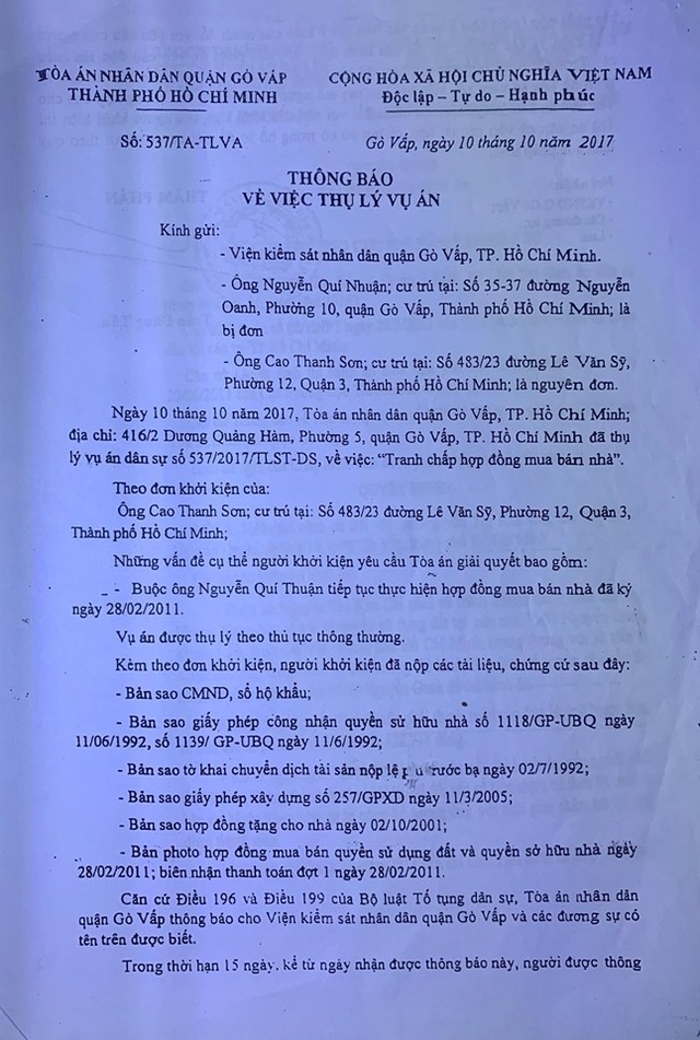 TP.HCM: Bản án có hiệu lực gần 10 năm vẫn “dài cổ” chờ thi hành án! - 8 TP.HCM: Bản án có hiệu lực gần 10 năm vẫn “dài cổ” chờ thi hành án! - 8