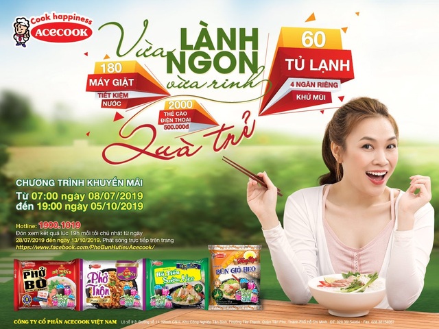 Cơ hội cuối trúng tủ lạnh, máy giặt khi ăn phở, bún, hủ tiếu Acecook Việt Nam - 3 Cơ hội cuối trúng tủ lạnh, máy giặt khi ăn phở, bún, hủ tiếu Acecook Việt Nam - 3