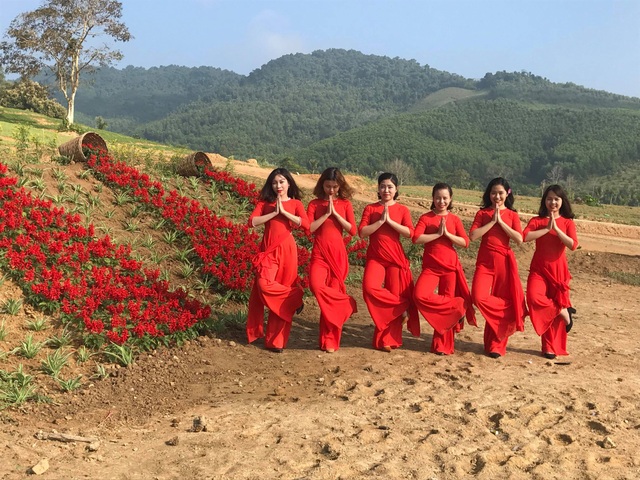 Nghệ An: Hàng vạn du khách đổ về cánh đồng hoa dịp Tết dương lịch - 2 Đến đây nhiều bạn trẻ thỏa sức tạo dáng.