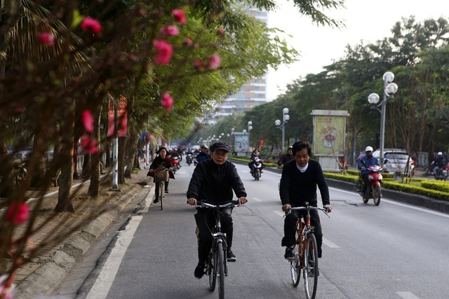 Con đường hoa đào nở đỏ rực ở Hà Nội báo hiệu Tết đã cận kề - Ảnh 1. Con đường hoa đào nở đỏ rực ở Hà Nội báo hiệu Tết đã cận kề - Ảnh 1.