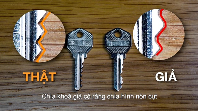 Khoá giả, khoá nhái sẽ tự đào thải khi ý thức tiêu dùng được nâng cao - 3 Người tiêu dùng có thể phân biệt bằng mắt thường khi nắm rõ đặc điểm chìa thật, giả.