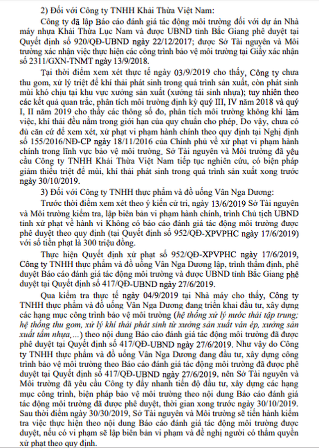 Không phạt doanh nghiệp Trung Quốc gây ô nhiễm bằng lý do hài hước tại Bắc Giang - 6 Không phạt doanh nghiệp Trung Quốc gây ô nhiễm bằng lý do hài hước tại Bắc Giang - 6