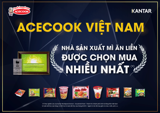 Acecook Việt Nam là nhà sản xuất mì ăn liền được người tiêu dùng lựa chọn nhiều nhất năm 2018, 2019 - 1 Acecook Việt Nam là nhà sản xuất mì ăn liền được người tiêu dùng lựa chọn nhiều nhất năm 2018, 2019 - 1