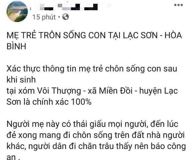 Sẽ xử lý chủ tài khoản Facebook loan tin sai “mẹ chôn sống con sau sinh” - 1 Sẽ xử lý chủ tài khoản Facebook loan tin sai “mẹ chôn sống con sau sinh” - 1