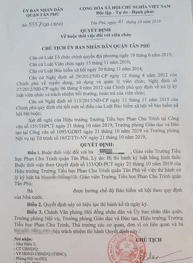 Đằng sau quyết định “buộc nghỉ việc” với cô giáo đánh học trò - 2 Đằng sau quyết định “buộc nghỉ việc” với cô giáo đánh học trò - 2