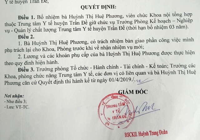 Sóc Trăng: Có hay không Giám đốc Trung tâm Y tế “ưu ái” tuyển dụng con, cháu cán bộ? - 2 Sóc Trăng: Có hay không Giám đốc Trung tâm Y tế “ưu ái” tuyển dụng con, cháu cán bộ? - 2