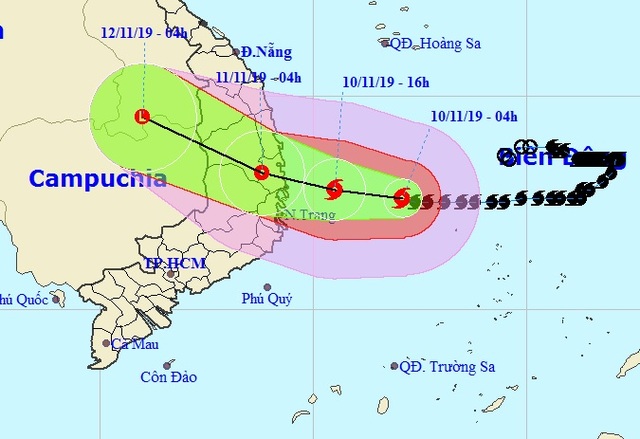 Bão số 6 giữ nguyên hướng, dự kiến vào Quảng Ngãi đến Khánh Hòa - 1 Bão số 6 giữ nguyên hướng, dự kiến vào Quảng Ngãi đến Khánh Hòa - 1