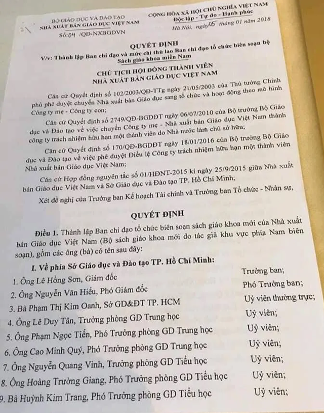 NXB Giáo dục chi thù lao biên soạn SGK cho lãnh đạo Sở GD-ĐT TPHCM - 2 NXB Giáo dục chi thù lao biên soạn SGK cho lãnh đạo Sở GD-ĐT TPHCM - 2