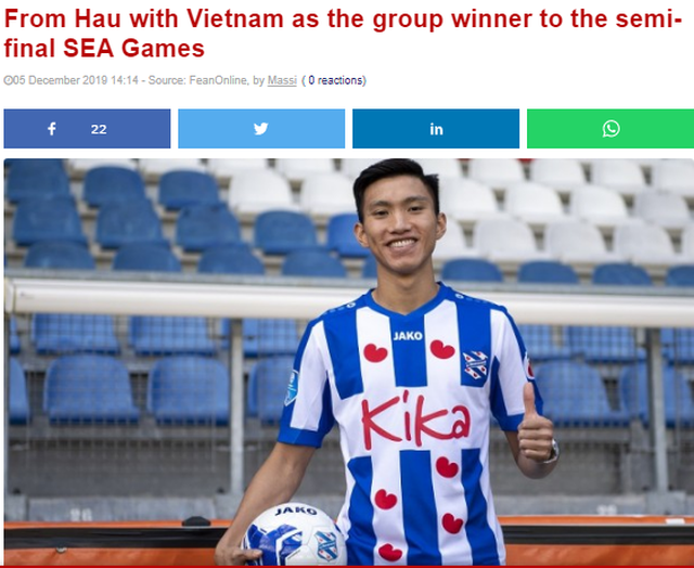 CLB Heerenveen chúc mừng Văn Hậu và U22 Việt Nam vào bán kết - 1