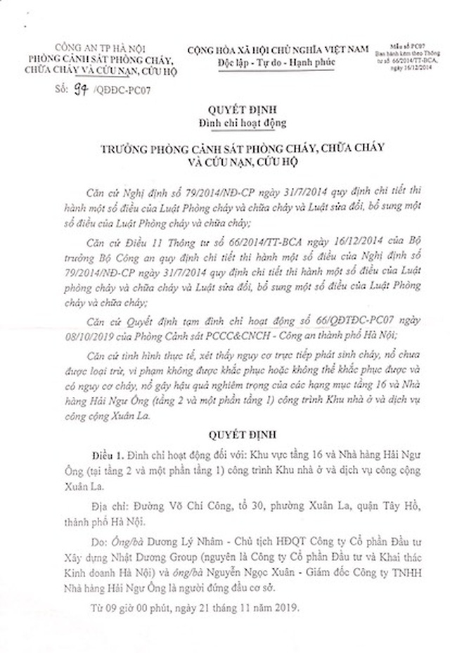 Toà chung cư đỏ đơn kêu cứu giữa thủ đô: “Tối hậu thư” từ cảnh sát phòng cháy, chữa cháy! - 1 Toà chung cư đỏ đơn kêu cứu giữa thủ đô: “Tối hậu thư” từ cảnh sát phòng cháy, chữa cháy! - 1