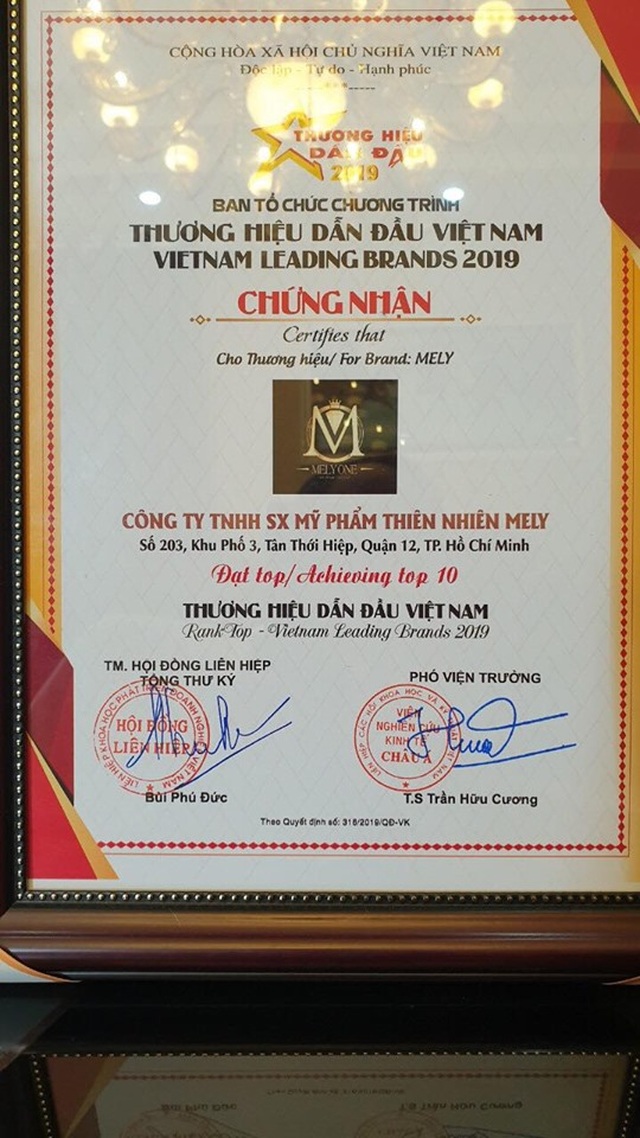 Mỹ phẩm Mely One vinh dự lọt top 10 thương hiệu hàng đầu Việt Nam 2019 - 1 Mỹ phẩm Mely One vinh dự lọt top 10 thương hiệu hàng đầu Việt Nam 2019 - 1