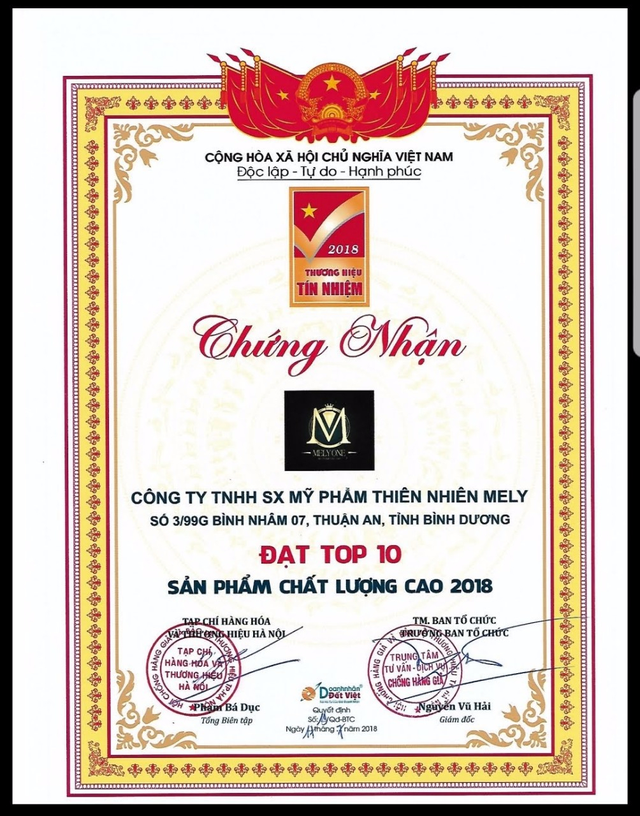 Mỹ phẩm Mely One vinh dự lọt top 10 thương hiệu hàng đầu Việt Nam 2019 - 3 Mỹ phẩm Mely One vinh dự lọt top 10 thương hiệu hàng đầu Việt Nam 2019 - 3