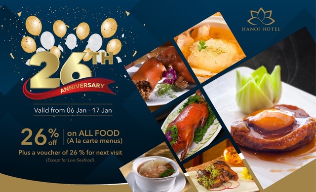Nhân dịp kỷ niệm 26 năm thành lập, Khách sạn Hà Nội ưu đãi lớn - 2 Nhân dịp kỷ niệm 26 năm thành lập, Khách sạn Hà Nội ưu đãi lớn - 2