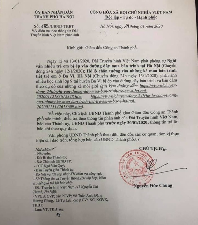 Giao Công an Hà Nội điều tra nghi án môi giới mua bán trinh tiết trẻ em ở Ba Vì - 1 Giao Công an Hà Nội điều tra nghi án môi giới mua bán trinh tiết trẻ em ở Ba Vì - 1