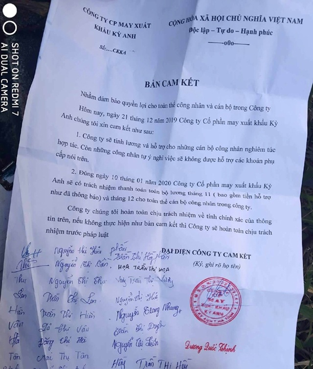 Hà Tĩnh: Hơn 300 công nhân may đình công những ngày cận Tết - 2 Hà Tĩnh: Hơn 300 công nhân may đình công những ngày cận Tết - 2