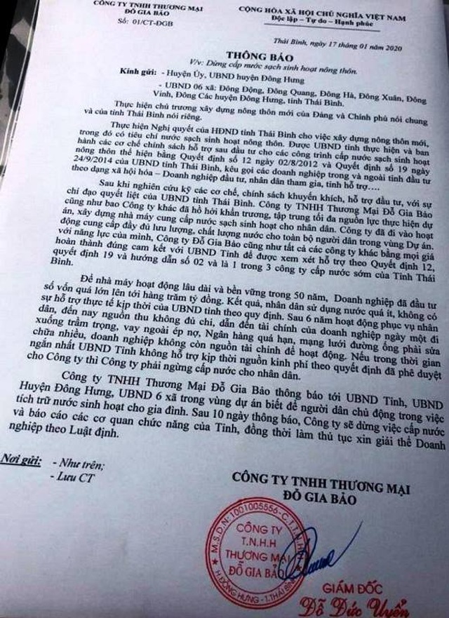 Vụ người dân có nguy cơ bị cắt nước sạch: Chỉ cung cấp nước đến mồng 5 Tết - 3 Vụ người dân có nguy cơ bị cắt nước sạch: Chỉ cung cấp nước đến mồng 5 Tết - 3