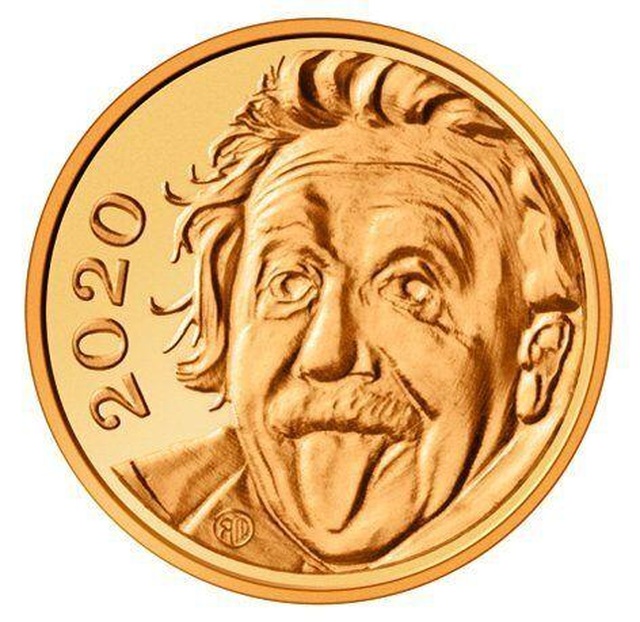 Chết cười xem Einstein lè lưỡi trên đồng vàng nhỏ nhất thế giới