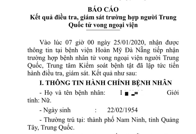 Đà Nẵng điều tra một trường hợp người Trung Quốc tử vong ngoại viện - 1 Đà Nẵng điều tra một trường hợp người Trung Quốc tử vong ngoại viện - 1