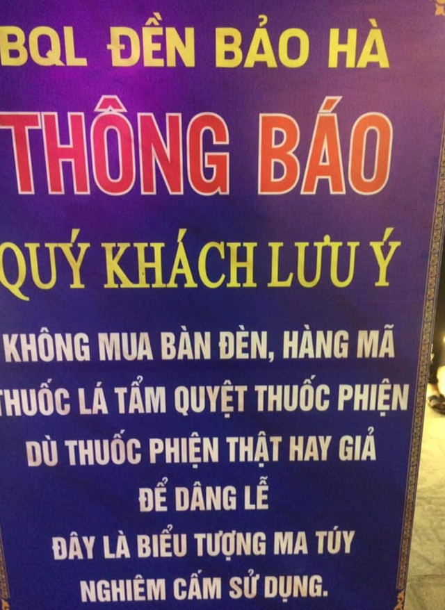 Cấm khách lễ đền Bảo Hà đưa hàng mã tẩm thuốc phiện vào đồ cúng nhà đền - 2 Cấm khách lễ đền Bảo Hà đưa hàng mã tẩm thuốc phiện vào đồ cúng nhà đền - 2