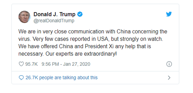 Ông Trump đề nghị giúp Trung Quốc đối phó dịch viêm phổi - 2