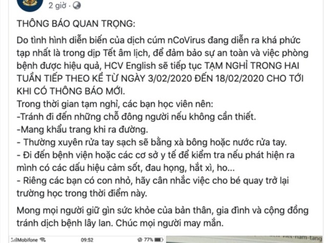 TPHCM: Cơ sở giáo dục cho học sinh nghỉ học phòng chống dịch virus Corona - 1 TPHCM: Cơ sở giáo dục cho học sinh nghỉ học phòng chống dịch virus Corona - 1