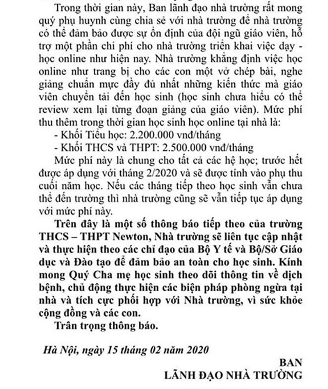 Trường dự tính kêu gọi phụ huynh chia sẻ phí học online mùa dịch corona - 3 Trường dự tính kêu gọi phụ huynh chia sẻ phí học online mùa dịch corona - 3