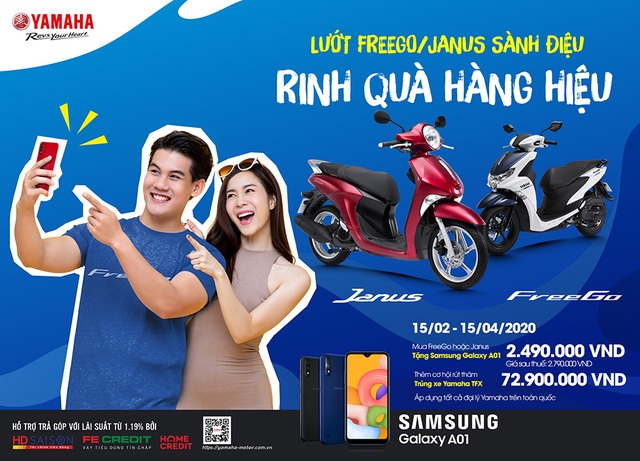 Mua xe Yamaha Janus và FreeGo được tặng điện thoại Samsung A01 - 1