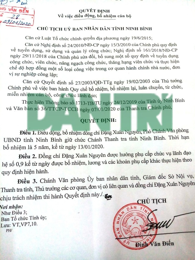 Chánh Thanh tra Ninh Bình được bổ nhiệm khi chưa là Thanh tra viên chính - 2 Chánh Thanh tra Ninh Bình được bổ nhiệm khi chưa là Thanh tra viên chính - 2